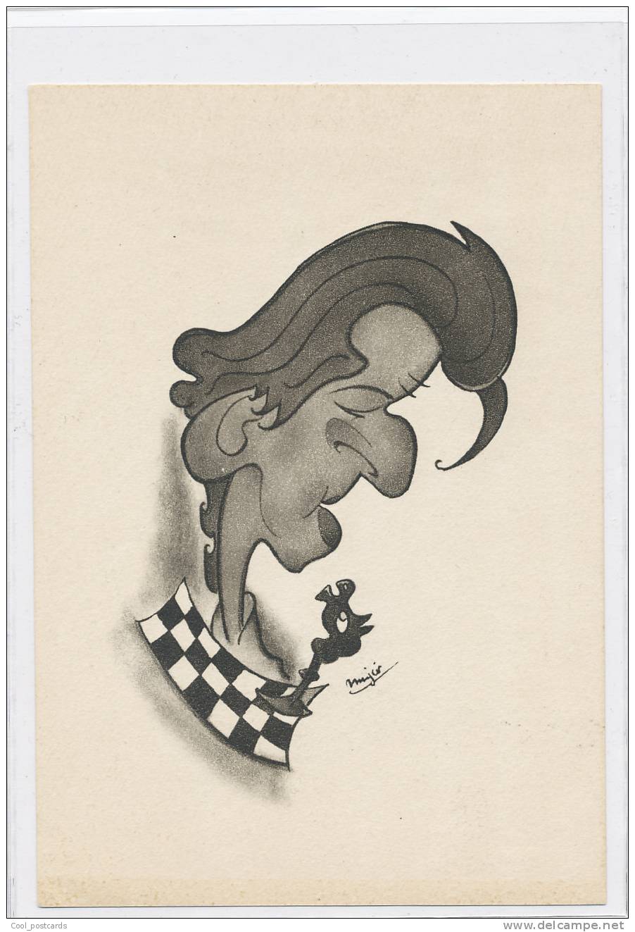 CHESS  - SCHACH - SCACCO Yugoslavian International Chess Master BORA MILIC, PC From The Year 1951, Nice Caricature - Schach
