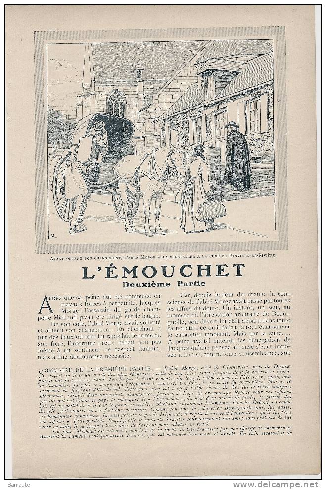 Feuillet ROMAN De 1909 " L'EMOUCHET" Par NORBERT SEVESTRE Illustrations De Signés F.de MYRBACH. - Action