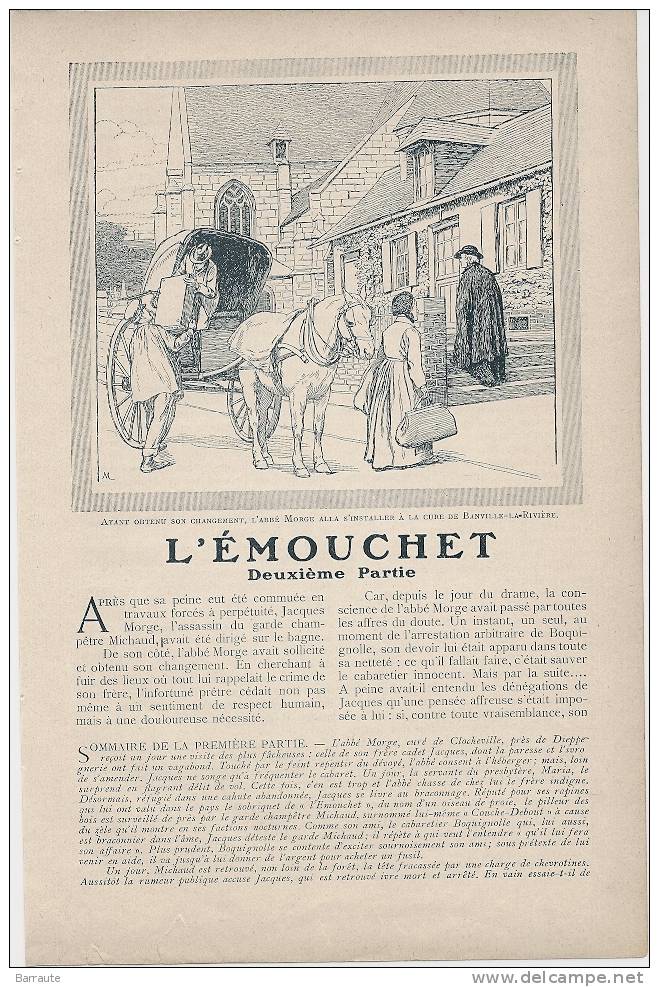 Feuillet ROMAN De 1909 " L'EMOUCHET" Par NORBERT SEVESTRE Illustrations De Signés F.de MYRBACH. - Azione