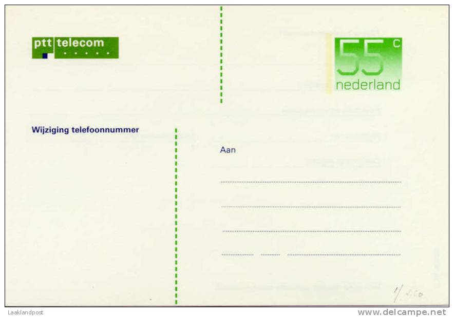 NL Postal Stationary PTT TELECOM Nr. 1 Unused - Postwaardestukken