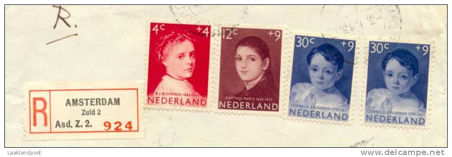 NL Registered Cover To Germany, Stamps Welfare 1957 Children Portrets Old Pictures - Andere & Zonder Classificatie