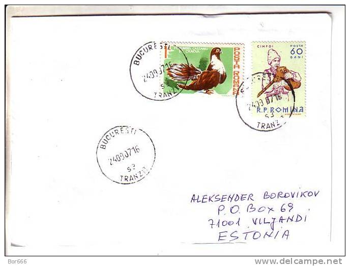 GOOD ROMANIA Postal Cover To ESTONIA 2007 - Good Stamped: Music; Bird - Briefe U. Dokumente