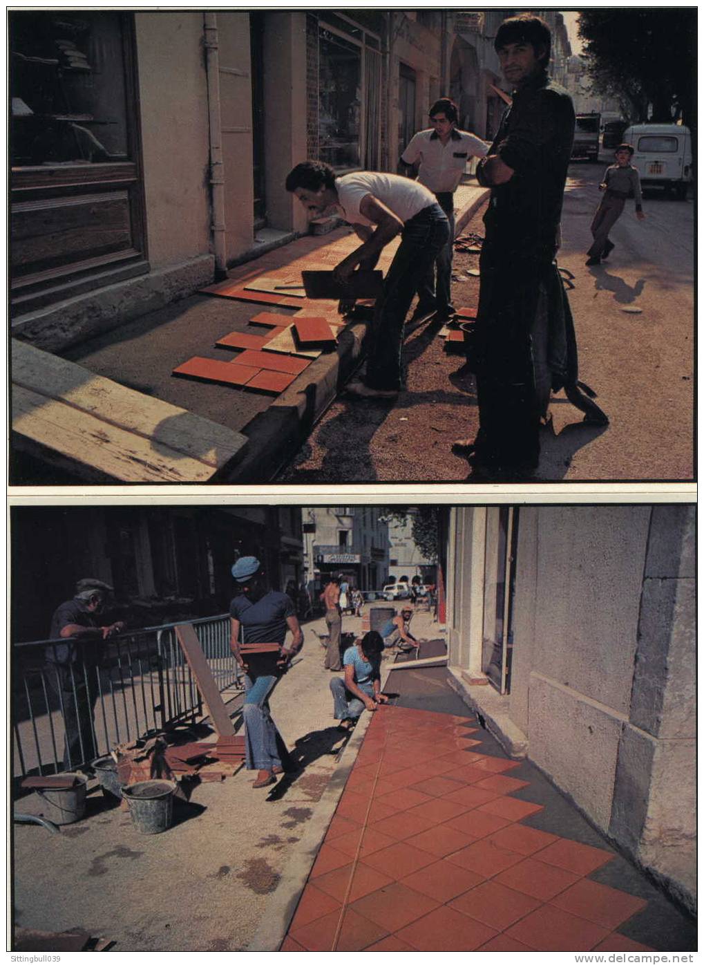 SALERNES (VAR). La Pose Des Carrelages Sur Les Trottoirs, 1979-1980. Série De 8 Cartes Postales, Photos De P. MARQUER. - Marquer