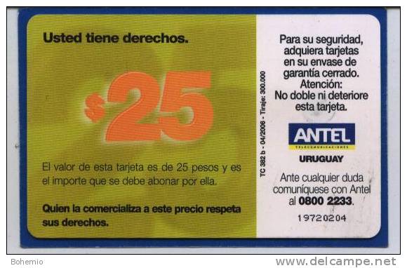 Uruguay TC382b 04/2006 $25 Usted Tiene Derechos. - Uruguay