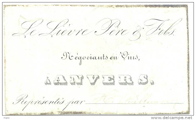 ANTWERPEN - ANVERS - Carte De Visite Porcelaine - Le Lièvre Père & Fils - Négociants En Vins (Y68) - Cartes De Visite