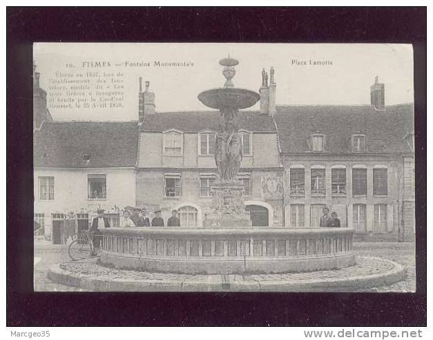 Fismes Fontaine Monumentale Place Lamotte édit.C.G. Cadran Solaire ?  Belle Carte - Fismes