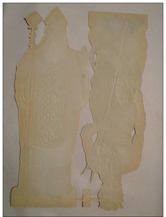 Grande Planche  Chromo Decoupis- Saint Nicolas + Diable Devil ,gaufré 1930 (31,5x 20cm) Trés Bon état - Autres & Non Classés