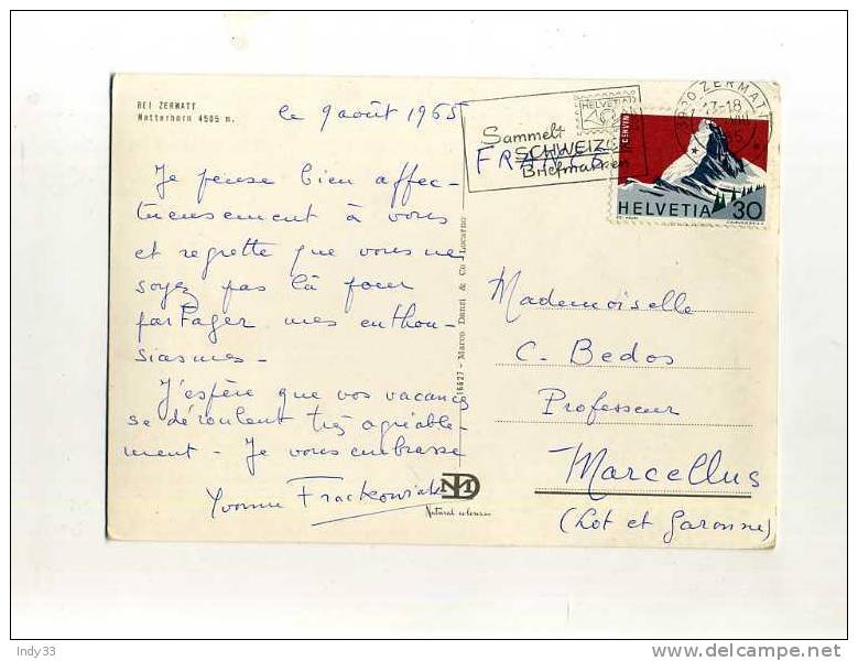 - SUISSE . AFFRANCHISSEMENT SIMPLE SUR CP  DE 1965  POUR LA FRANCE . - Lettres & Documents
