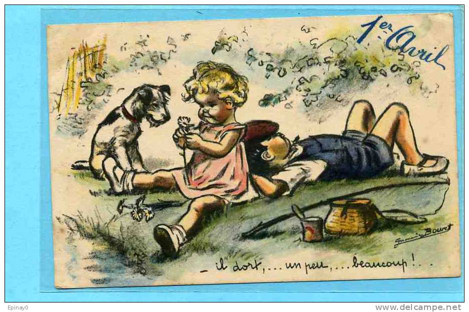 B - BOURET Germaine - Carte Original -  Enfant - 1 Er Avril - M D Paris - Bouret, Germaine