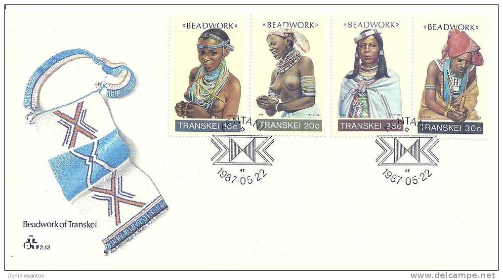 South Africa Transkei 1987 Beadwork Textile Natives FDC Scott 187-190 - Textile