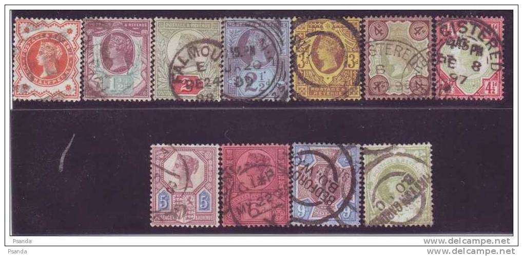 1887 - England Postage & Revenue, LOT, 86-97 - Oblitérés