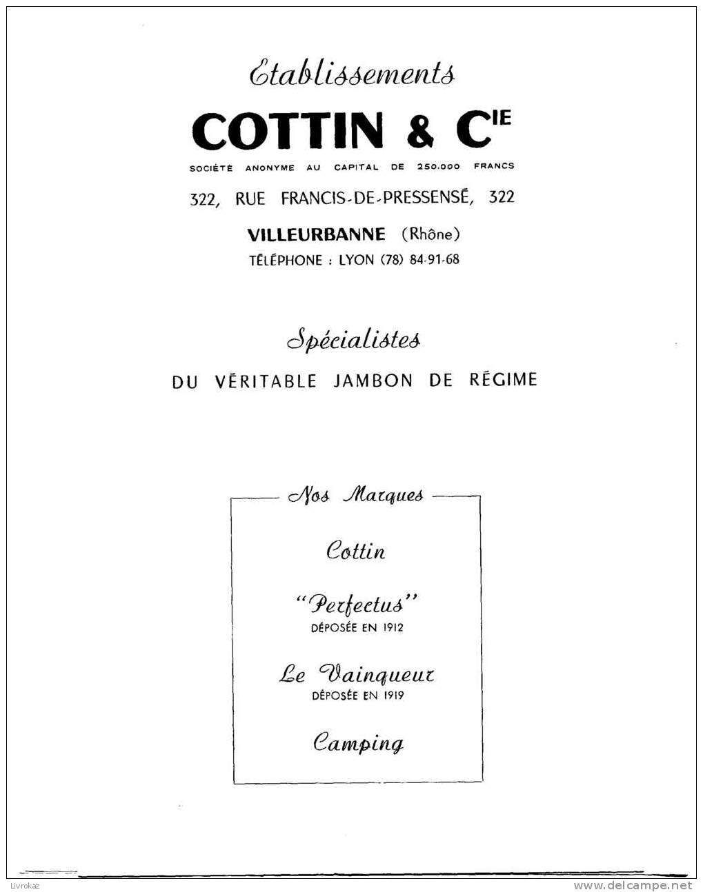 Calendrier Petit Format 1964 Etablissements Cottin à Villeurbanne (Rhône) Spécialiste Du Véritable Jambon De Régime - Petit Format : 1961-70