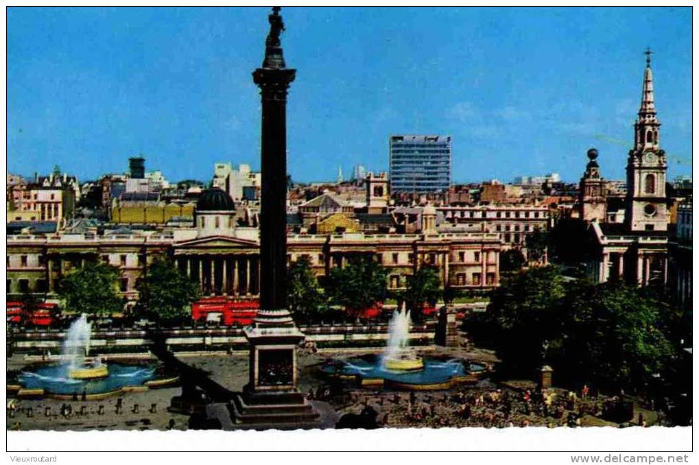 CPA. TRAFALGAR SQUARE. LONDON. THIS VIEW SHOWS NELSON'S MONUMENT ET FONTAINS WITH THE NATIONAL GALLERY IN THE BACKGROUND - Trafalgar Square