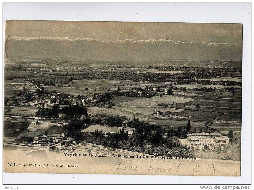 Cpa VEYRIER Et Le Jura Vue Prise Du Chemin De Fer Du Salève - Charnaux 5231 - Veyrier