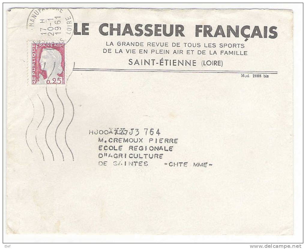 Chasse/ Sport :Lettre De ST-ETIENNE MANUFACTURE, Loire, Du 20.1.1961 à En Tête Revue "LE CHASSEUR FRANCAIS "> Saintes;TB - Shooting (Weapons)