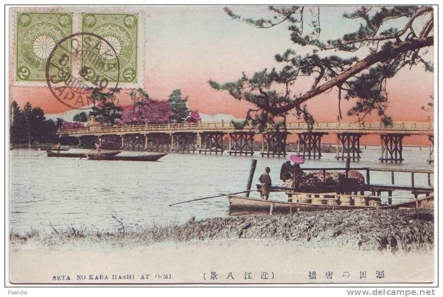 1903-1910, 3 Old Japanese Postcards, Tokyo - Temple Shinmei Of Shiba, Osaka - Seta No Kara Hashi At O-mi, Yokohama - Tokyo