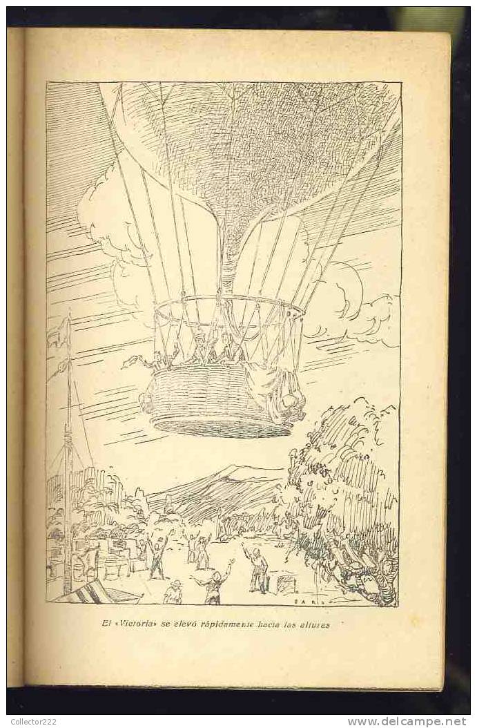 Livre CINCO SEMANAS EN GLOBO, De Jules Verne. Avec 20 Illustrations à L´intérieur (Ed.Molino, 1942) (Ref. 81009) - Boeken Voor Jongeren