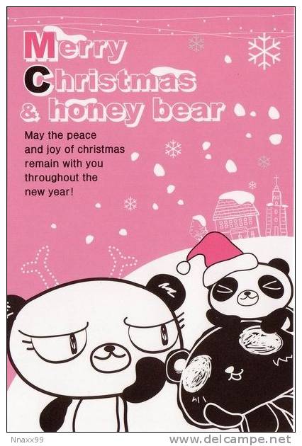 Panda - Cartoon Pandas, Merry Christmas, Korea Postcard - B1 - Bears