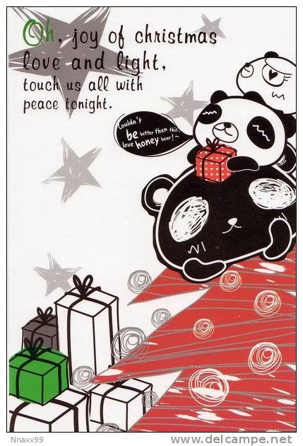 Panda - Cartoon Pandas, Merry Christmas, Korea Postcard - B2 - Ours