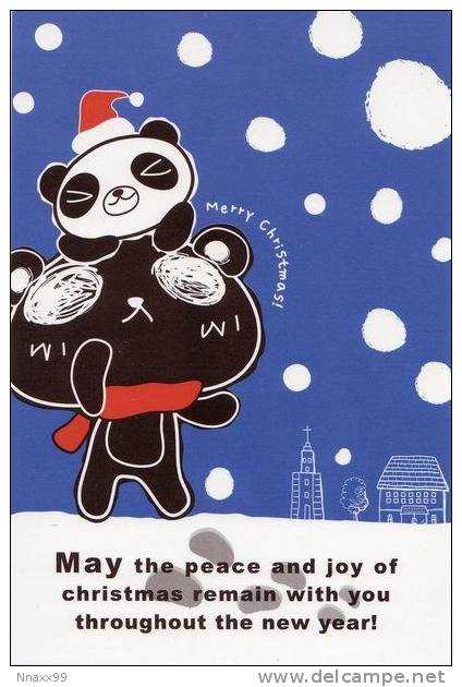 Panda - Cartoon Pandas, Merry Christmas, Korea Postcard - B3 - Bears