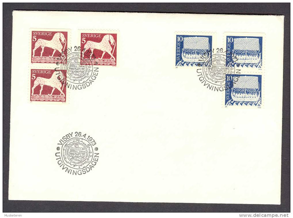 Sweden 1973 FDC Cover Wiking Art Horse Pferd Ship Schiff - FDC