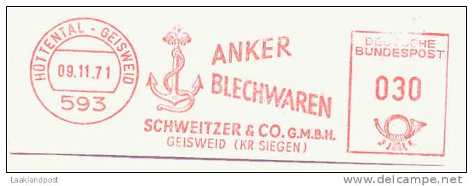 BRD Nice Cut Pictorial Top Meter Anker Blechwaren, Ancher, Hottental 9-11-1971 - Andere(Zee)