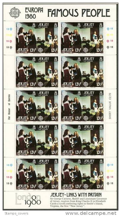 JERSEY MNH** MICHEL KB 219/22 EUROPA 1980 FEUILLETS SHEETS - 1980