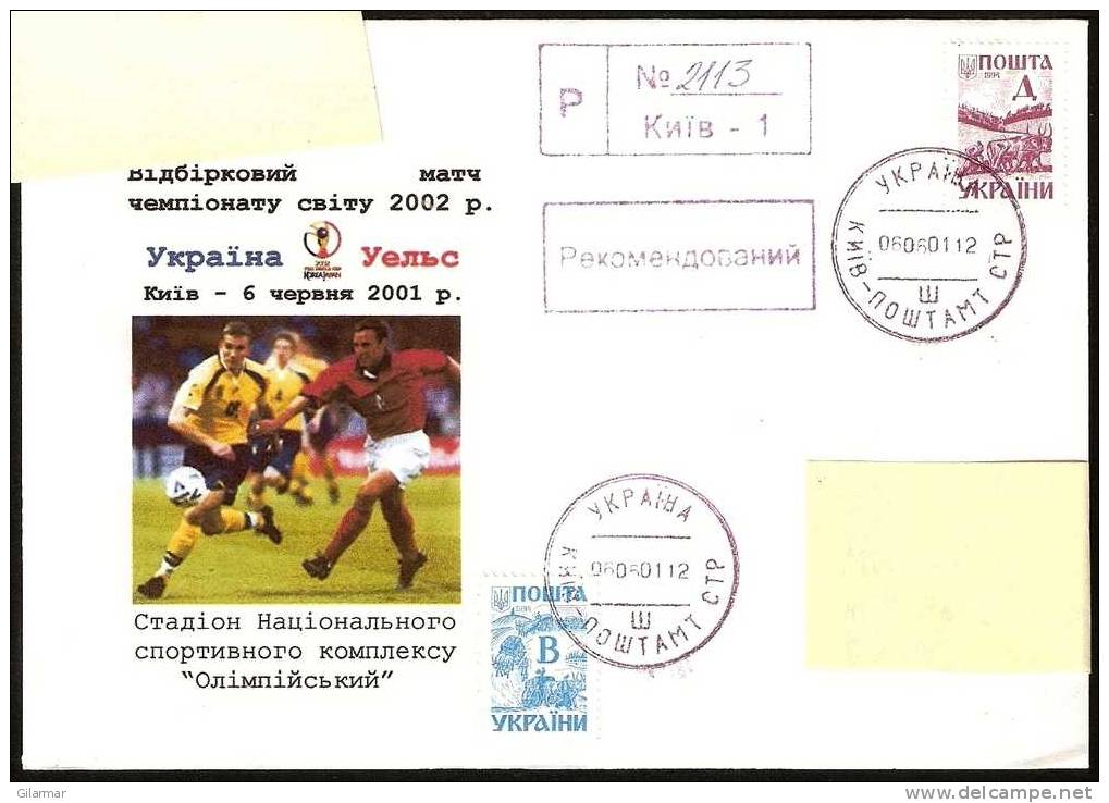 FOOTBALL UCRAINA 2001 - QUALIFICAZIONI CAMPIONATI MONDIALI DI CALCIO 2002 - BUSTA RACCOMANDATA - 2002 – Südkorea / Japan