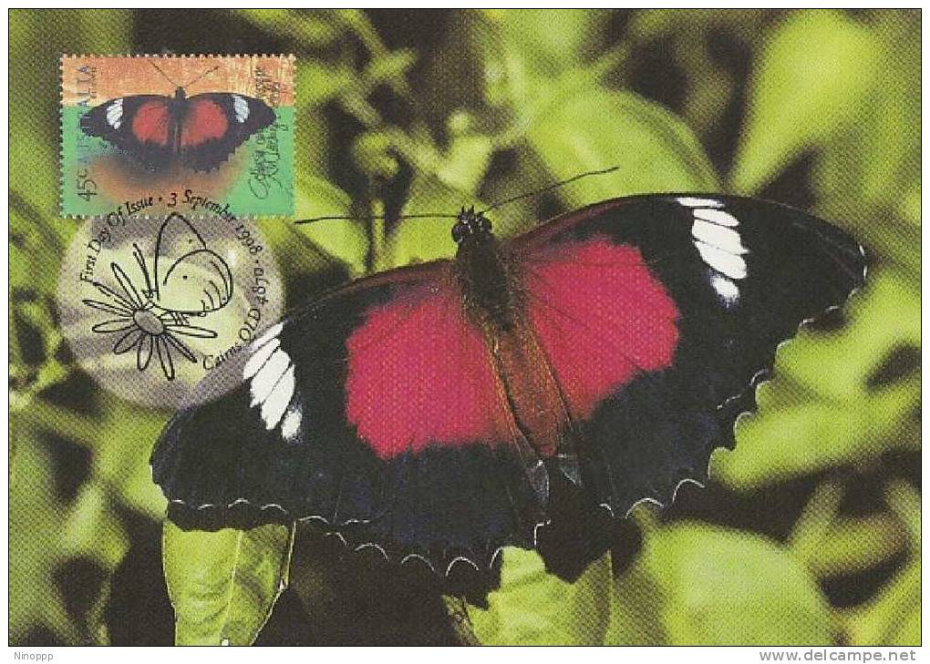 Australia-1998 Red Lacewing Butterfly    Maximum Card - Butterflies