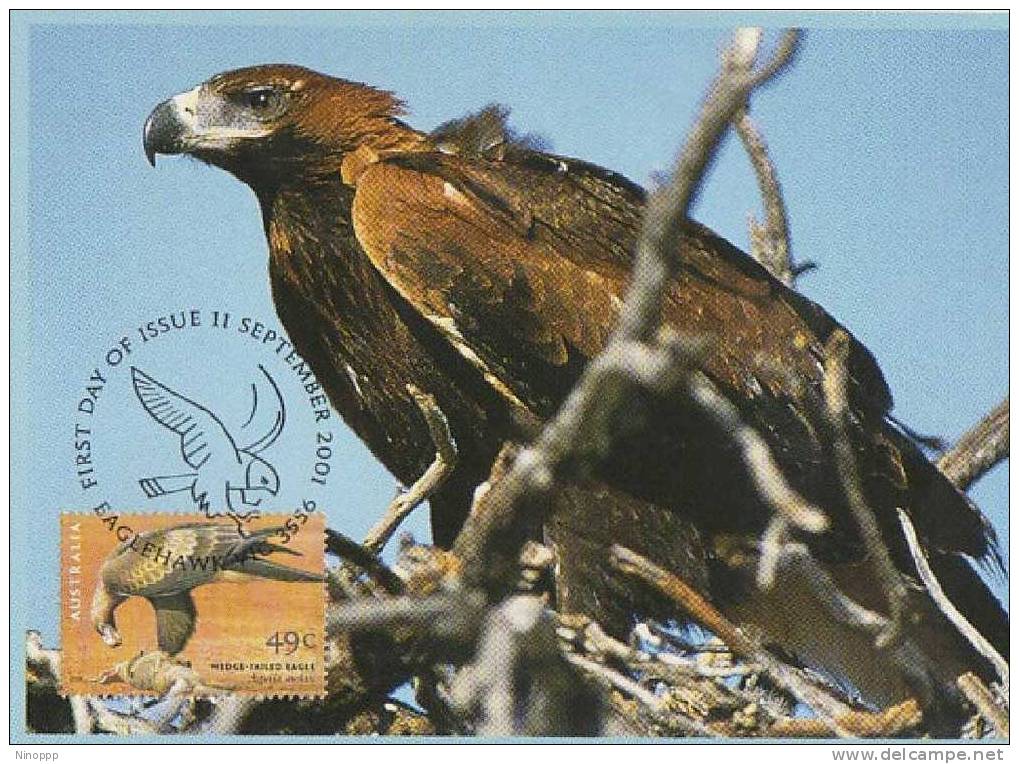 Australia-2001 Birds Of Prey 49c Wedge-Tailed Eagle  Maximum Card - Eagles & Birds Of Prey