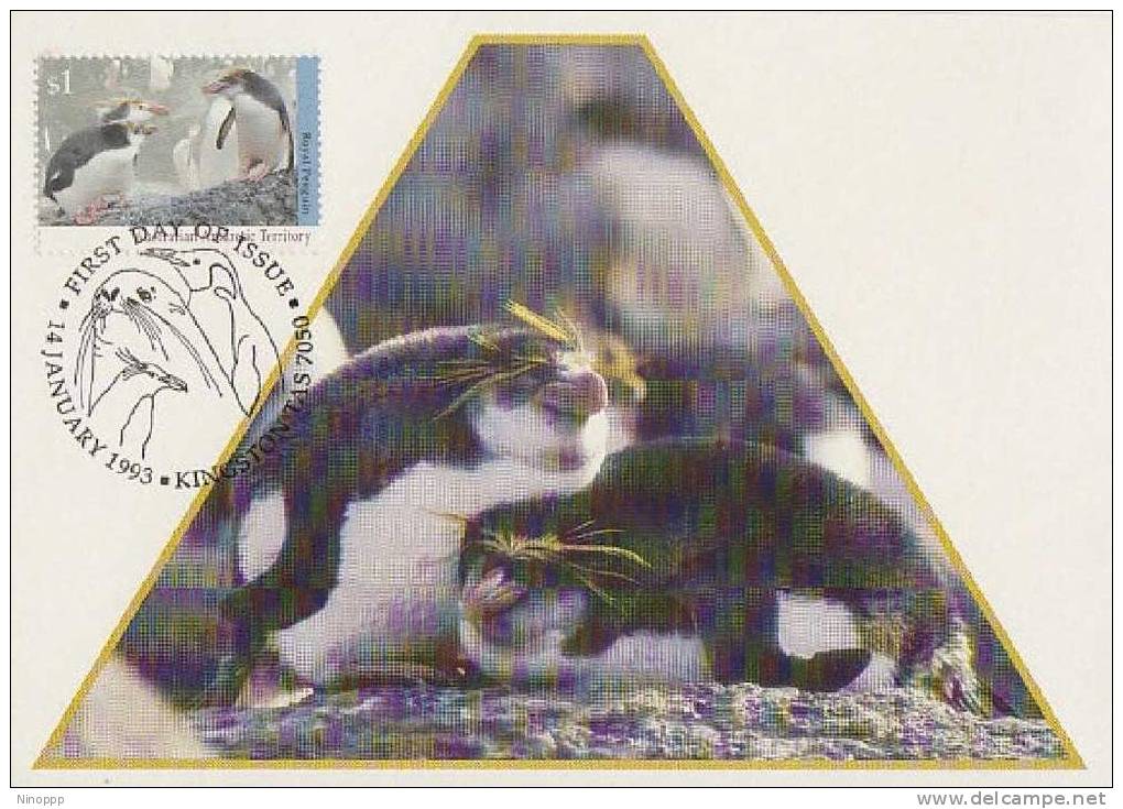 Australia-AAT-1993 Wildlife  Royal Penguins Maximum Card - Pinguini