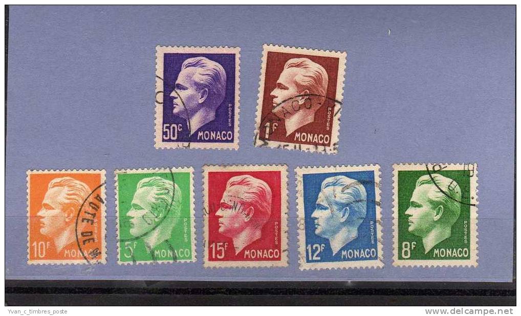 MONACO TIMBRE N° 344 A 350 OBLITERE PRINCE RAINIER III - Used Stamps