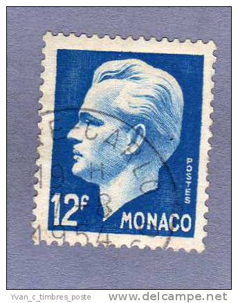 MONACO TIMBRE N° 347 OBLITERE PRINCE RAINIER III 12F BLEU CLAIR - Oblitérés