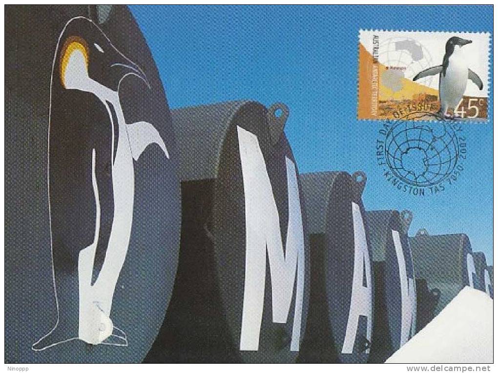 Australia-AAT-2002 Antarctic Research,Mawson Station   Maximum Card - Penguins