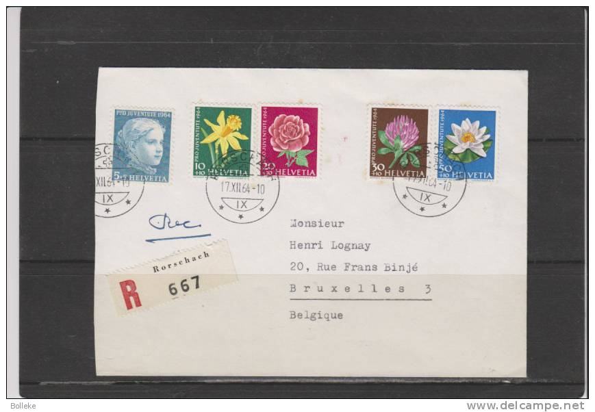 Fleurs  -  Roses  -  Suisse  -  Lettre Recommandée De 1964  -  Série Pro Juventute - Rosen