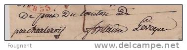 BELGIQUE : 1855:Lettre De NAMUR Vers FONTAINE L´EVËQUE.Cachet NAMUR Double Cercle Rouge. - Autres & Non Classés