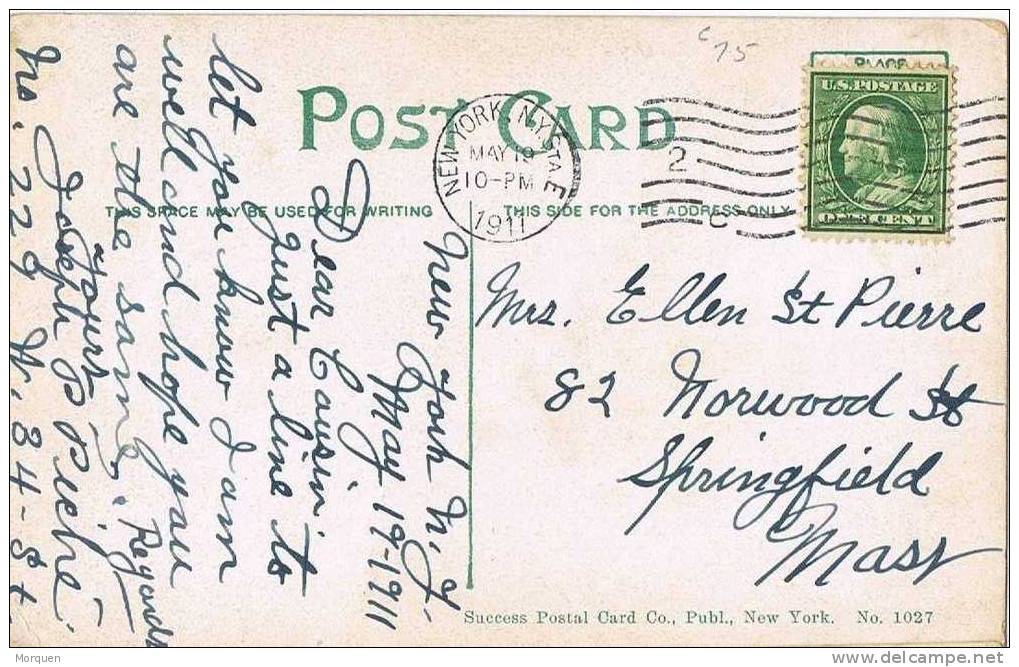 1382. Postal NEW YORK 1911 A Springfield Metropolitan Life Insurance - Covers & Documents