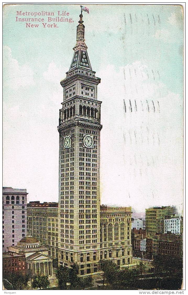 1382. Postal NEW YORK 1911 A Springfield Metropolitan Life Insurance - Lettres & Documents