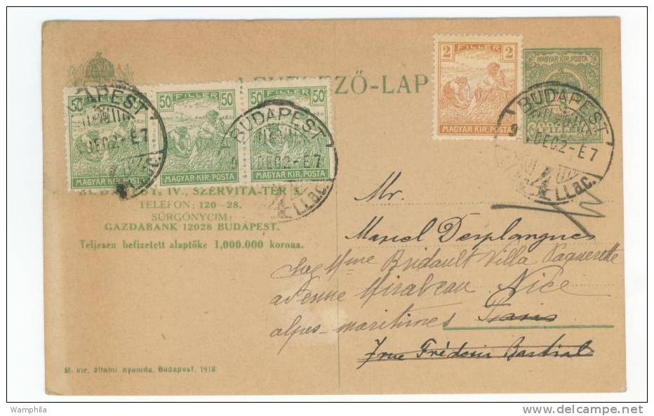 1921 : Un Entier Postal + Complément D'affr. Pour Paris - Postwaardestukken