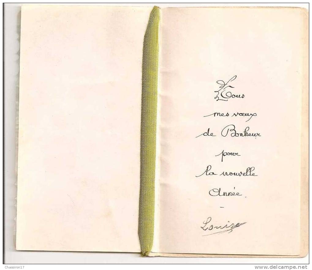 51  - Bonne  Année  -   Carte Formant Carnet Tenu Par Un Ruban Vert Origine - Dessus Rhodoïd - Año Nuevo