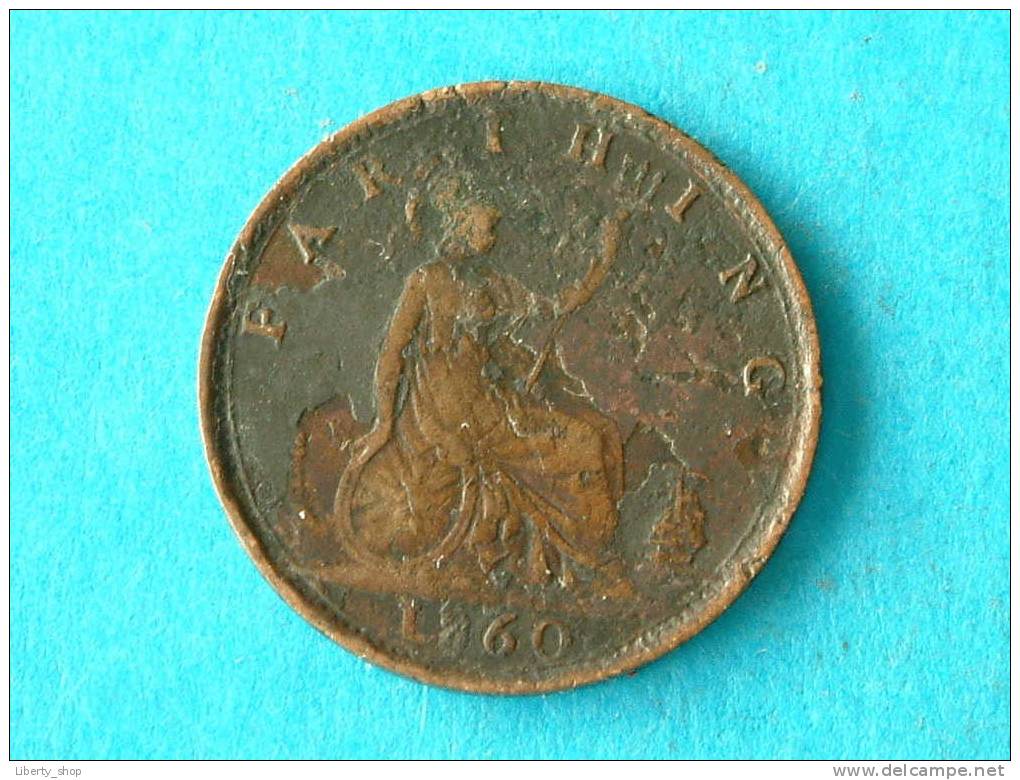 1860 - 1 FARTHING / KM 747.2 ( For Grade, Please See Photo ) !! - B. 1 Farthing