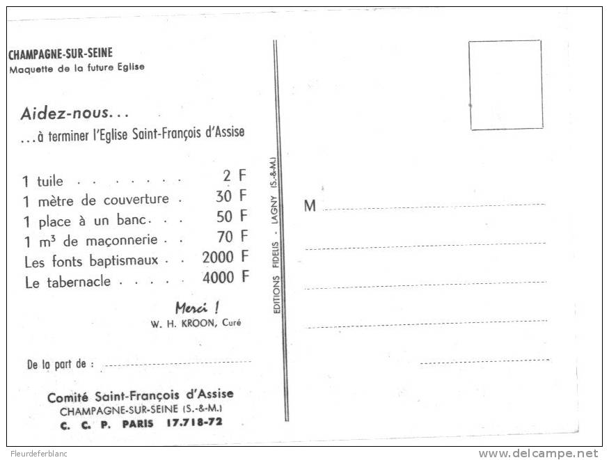 CHAMPAGNE-sur-SEINE (77) - CPSM - Maquette De La Future église ... Souscription ... Comité Saint François D'Assise - Champagne Sur Seine
