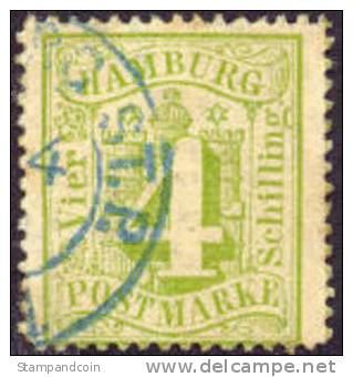 Hamburg #18 Used 4s Green From 1864 - Hamburg