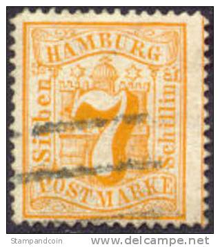 Hamburg #19 Used 7s Orange From 1864 - Hamburg