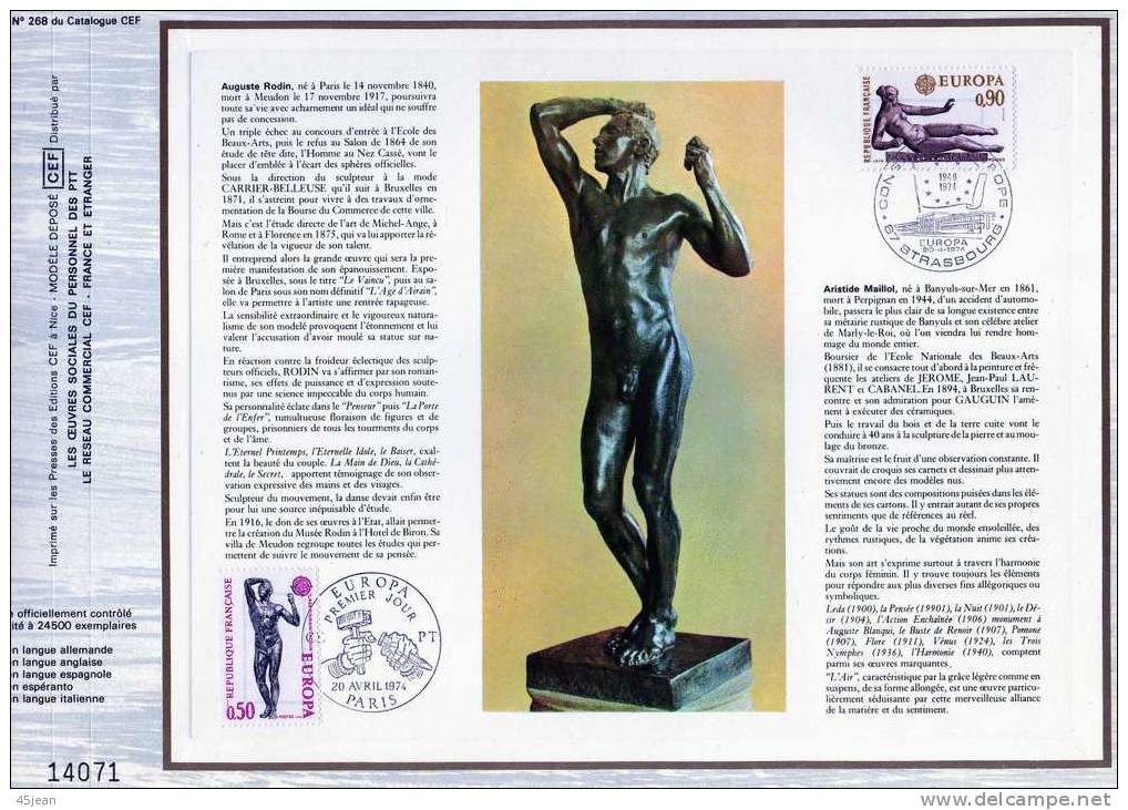 France: 1974 Beau Doc Philatélique EUROPA  A.Rodin Et A.Maillol - 1974