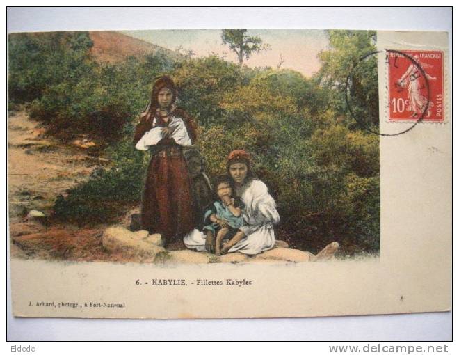 Kabylie   Fillettes  Kabyles  Couleur Edit. Achard Fort National - Kinderen