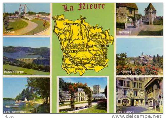 58 Carte Du Departement (Cosne,Panneciere,Settons,St Honore Les Bains,Nevers,Lormes,Clamecy) - Pougues Les Eaux