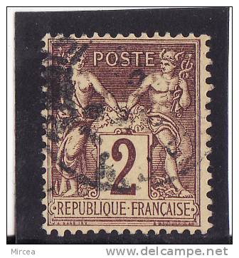 M-4436 France Yv.no.85 Oblitere,dantelure Defectueuse - 1876-1878 Sage (Type I)