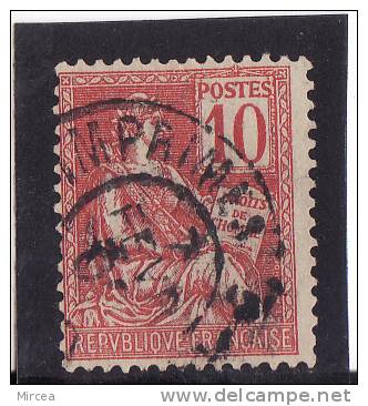 M-4438 France Yv.no.112 Oblitere,dantelure Defectueuse - 1900-02 Mouchon