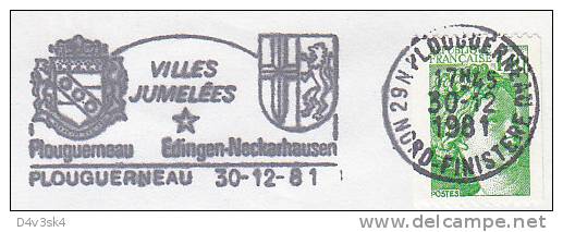 1981 France 29 Finistère Plouguerneau Edingen Neckarhausen Jumelage Villes Jumelees Town Twinning Gemellagio - Mechanical Postmarks (Advertisement)